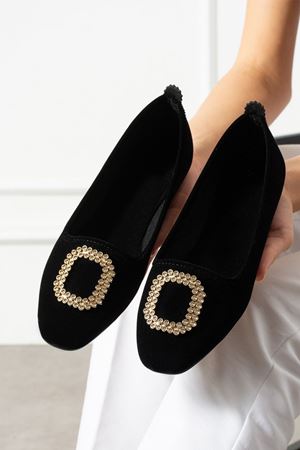 Orvia Siyah Gold Tokalı Kadife Dokulu Elegant Nişan Çeyiz Bohça Misafir Ev Babeti