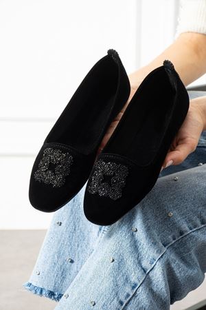 Talia Siyah Tokalı Kadife Dokulu Elegant Nişan Çeyiz Bohça Misafir Ev Babeti