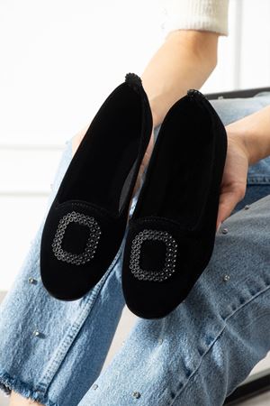 Orvia Siyah Tokalı Kadife Dokulu Elegant Nişan Çeyiz Bohça Misafir Ev Babeti