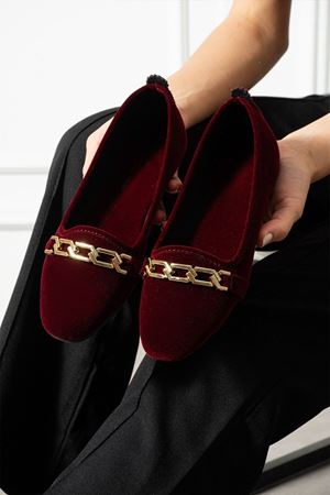 Runa Bordo Gold Tokalı Kadife Dokulu Elegant Nişan Çeyiz Bohça Misafir Ev Babeti