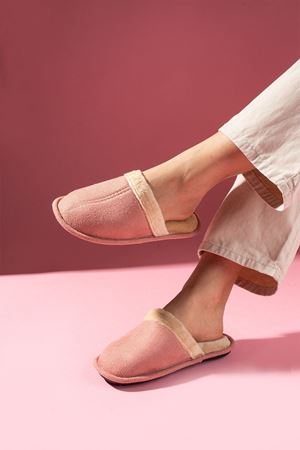 Nuvia Pudra İçi Tüylü Önü Kapalı Ev Terliği