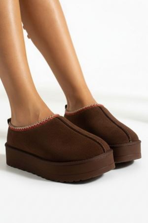 Vicente Kahverengi Yüksek Taban Kürklü Süet Kısa Kadın Bot