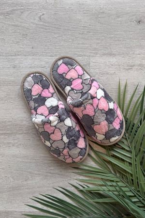 Alice Gri Pudra Mozaik Kalp Desenli Ev Terliği