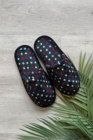 Alice Siyah Renkli Puantiye Desenli Ev Terliği