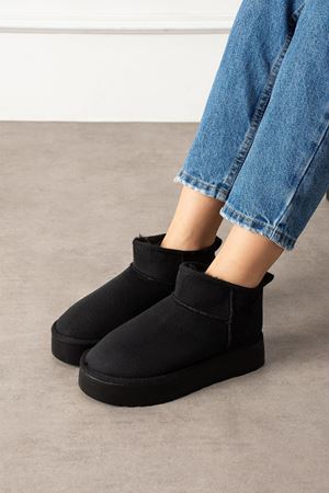 Ricardo Siyah Yüksek Tabanlı Kürklü Süet Kadın Bot