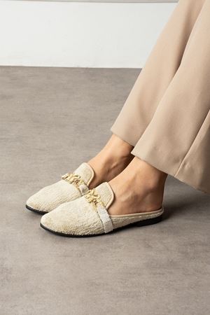 Noira Bej Kısa Tüylü Elegant Nişan Çeyiz Bohça Misafir Ev Terliği