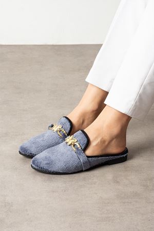 Noira Gri Kısa Tüylü Elegant Nişan Çeyiz Bohça Misafir Ev Terliği