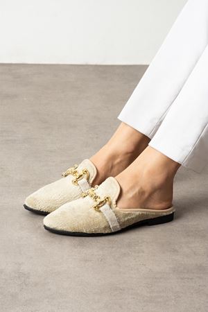 Norel Bej Kısa Tüylü Elegant Nişan Çeyiz Bohça Misafir Ev Terliği