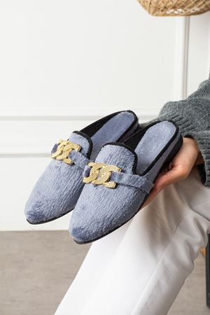 Velza Gri Kısa Tüylü Elegant Nişan Çeyiz Bohça Misafir Ev Terliği