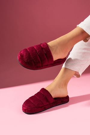 Bony Bordo Önü Kapalı Sarma Tabanlı Ev Terliği