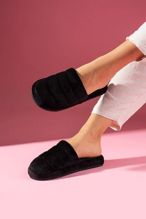 Bony Siyah Önü Kapalı Sarma Tabanlı Ev Terliği