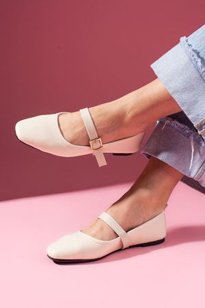 Valessa Bej Natural Gold Tokalı Kemer Bantlı Babet