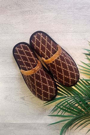 Florida Taba Büyük Baklava Desenli Erkek Ev Terliği