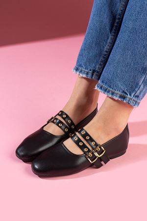 Rovigo Siyah Cilt Gold Tokalı Çift Bant Babet