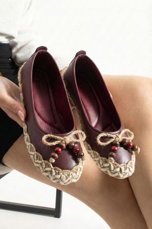 Caldera Bordo Cilt Hasır Sarma Thermo Tabanlı Premium Babet