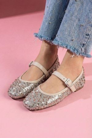 Solaro Bej Pullu Payetli Nikel Tokalı Tek Bant Babet