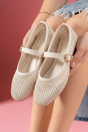 Avila Bej Fileli Gold Tokalı Kemer Bantlı Babet