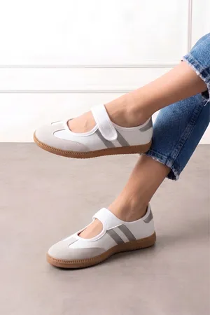 Vicenza Beyaz Gri Şeritli Bantlı Spor Sneaker Ayakkabı