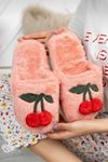 Cherry Pudra Kiraz Ponponlu Ev Terliği 