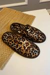 First Kahverengi Leopar Desenli Ev Terliği