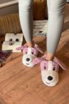 Maylo Pembe Köpek Figürlü Panduf  Önü Kapalı Ev Terliği  