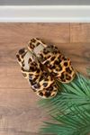 Noran Leopar Çift Kemerli Lastikli Sandalet    