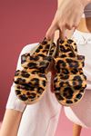 Noran Leopar Çift Kemerli Lastikli Sandalet    
