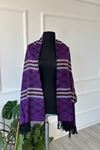 Shawl Lila Ekoseli Çizgili  Atkı & Şal 