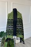 Shawl Haki Geometrik Desenli Atkı & Şal 