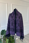Shawl Lila Lale Mozaik Desenli İnce Atkı & Şal 