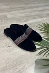 Helmar Lacivert Nakış İşleme Kemerli Önü Kapalı Elegant  Ev Terliği  