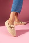 Valoria Bej Havlu Dokulu İnci ve Mühür Aksesuarlı Kemerli Ev Babeti