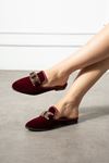 Alora Bordo Gold Tokalı Kadife Dokulu Elegant Nişan Çeyiz Bohça Misafir Ev Terliği