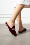Zindo Bordo Gold Tokalı Kadife Dokulu Elegant Nişan Çeyiz Bohça Misafir Ev Terliği