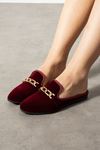 Zindo Bordo Gold Tokalı Kadife Dokulu Elegant Nişan Çeyiz Bohça Misafir Ev Terliği