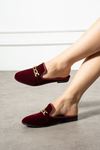 Zindo Bordo Gold Tokalı Kadife Dokulu Elegant Nişan Çeyiz Bohça Misafir Ev Terliği