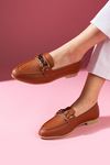 Lucia Taba Gold Zincir Aksesuarlı Loafer Babet