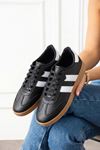 Fortuna Siyah Beyaz Şeritli Bağcıklı Spor Sneaker Ayakkabı