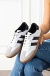 Fortuna Beyaz Siyah Şeritli Bağcıklı Spor Sneaker Ayakkabı