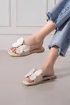 Papillon Bej Kumaş Kelebek Detaylı Terlik